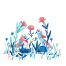 Oiseaux colorés dans un jardin estival